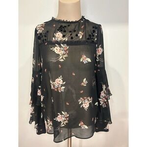Zara Basics Floral Sheer Top - Size XS